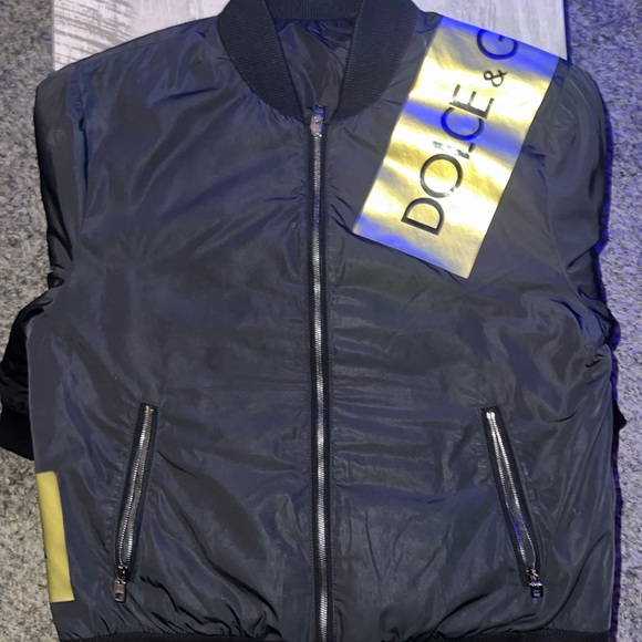 DOLCE & GABBANA DG Gold Logo Padded Zip Bomber Jacket Black(Authentic) - Picture 1 of 3